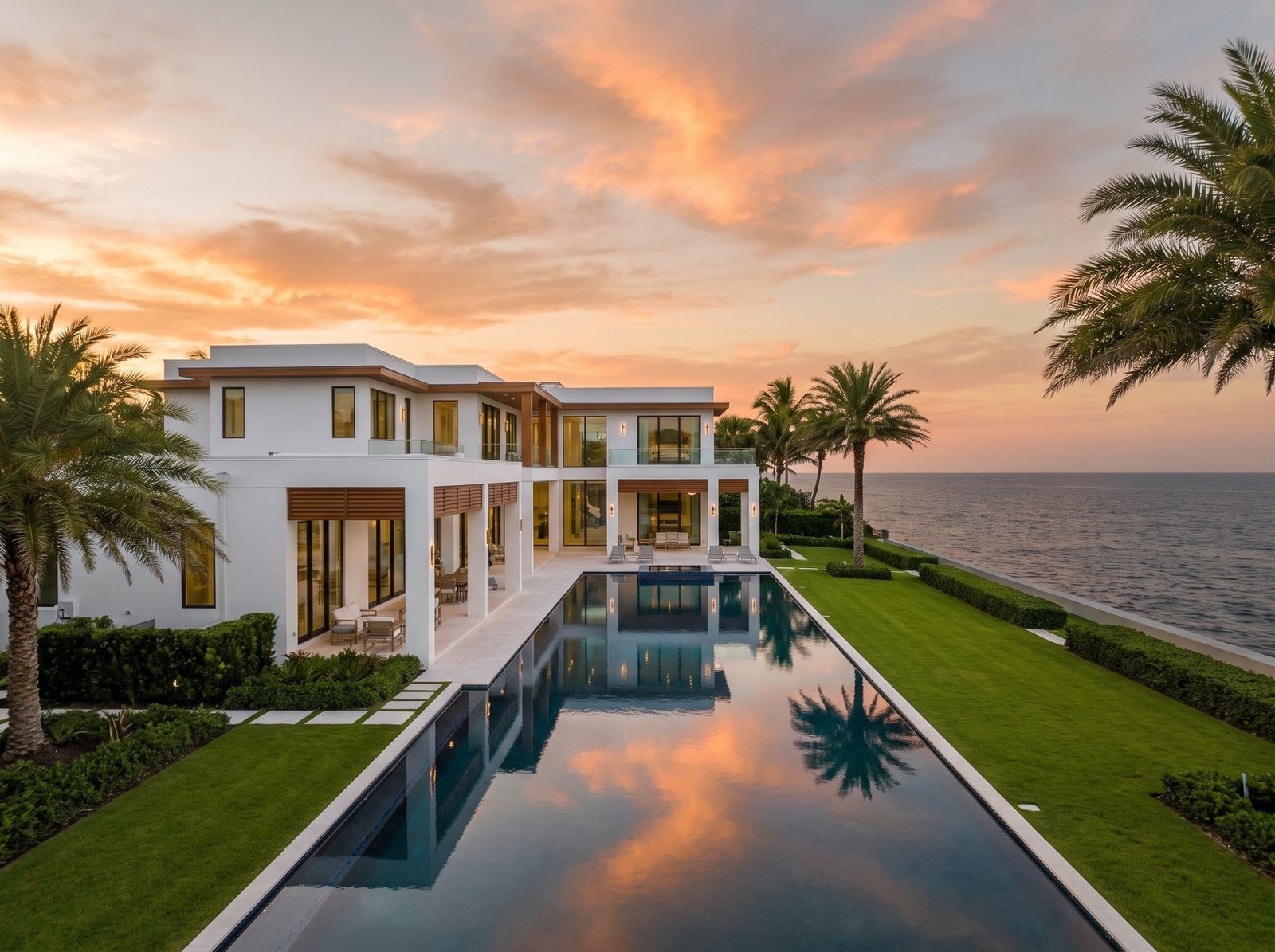 Luxury home exterior and pool deck
