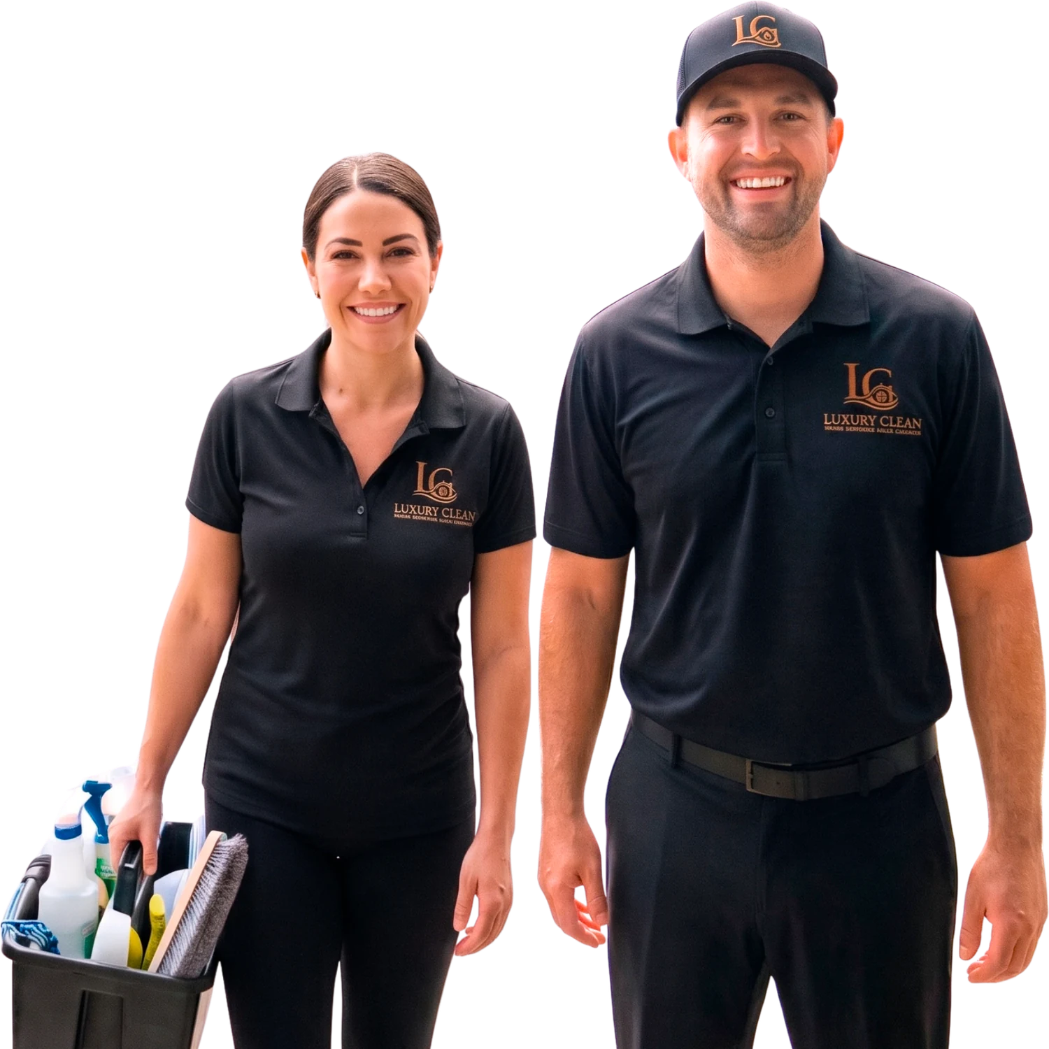 LC Luxury Clean team arriving at a client's front door